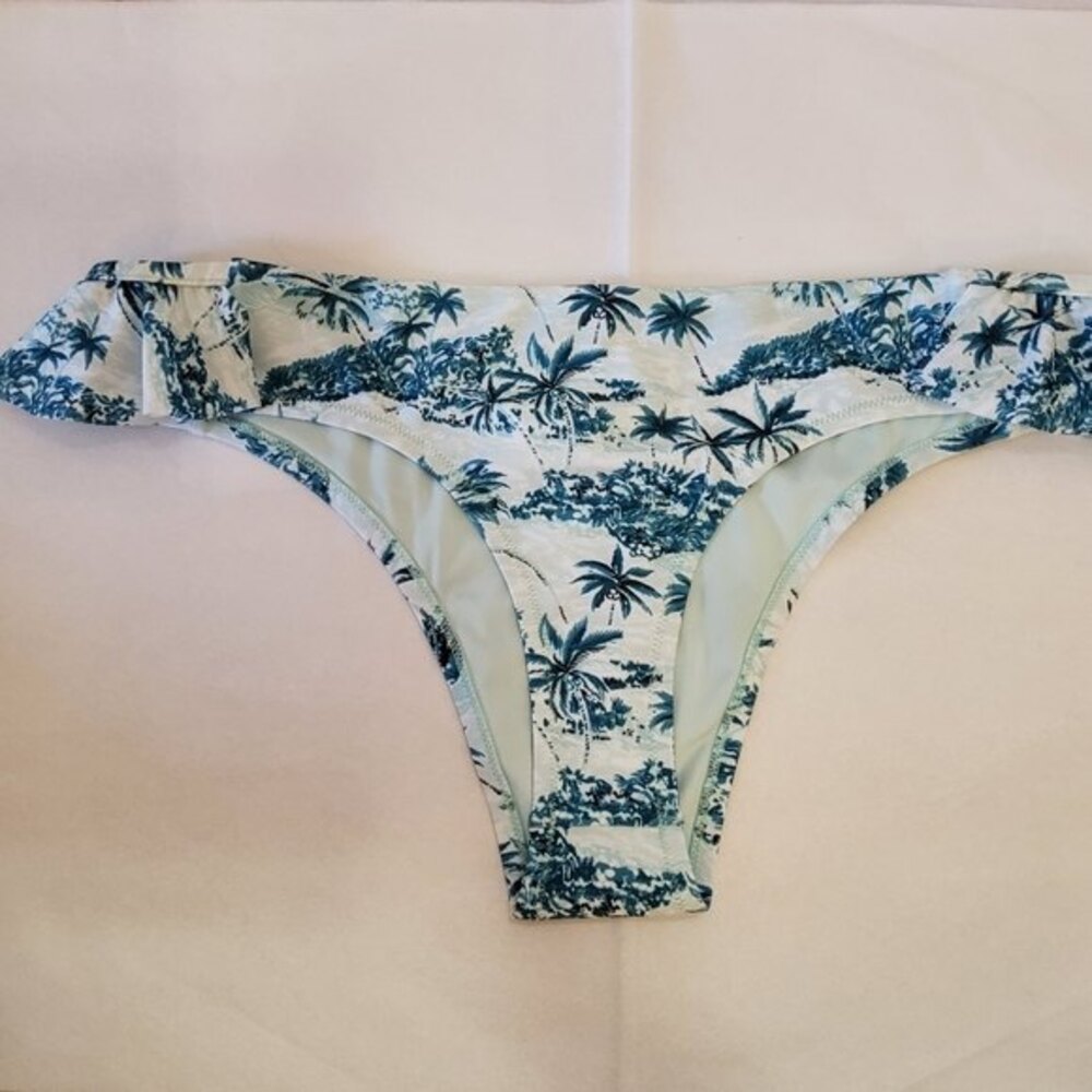 Volcom Tropical Floral Ruffle Bikini Swimsuit Bottom XL Blue New